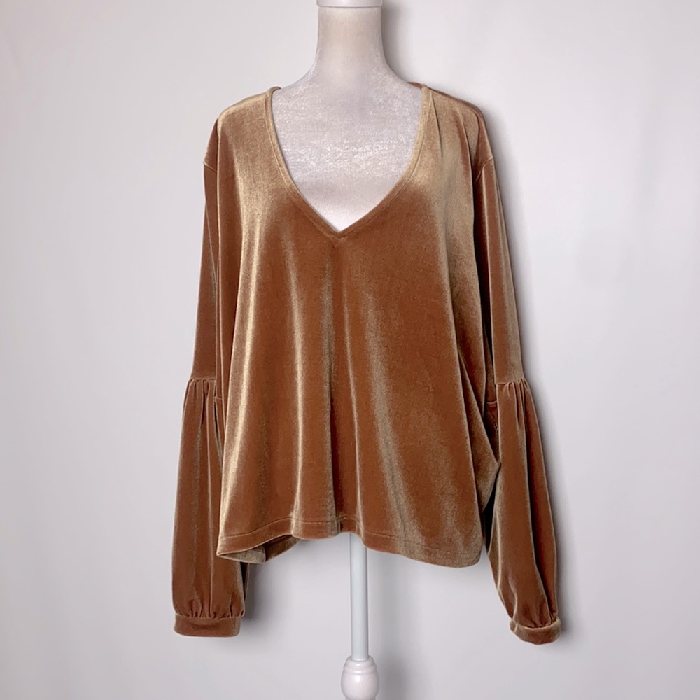 MADEWELL VELVETINE GOLD BELL SLEEVE BLOUSE (3X)